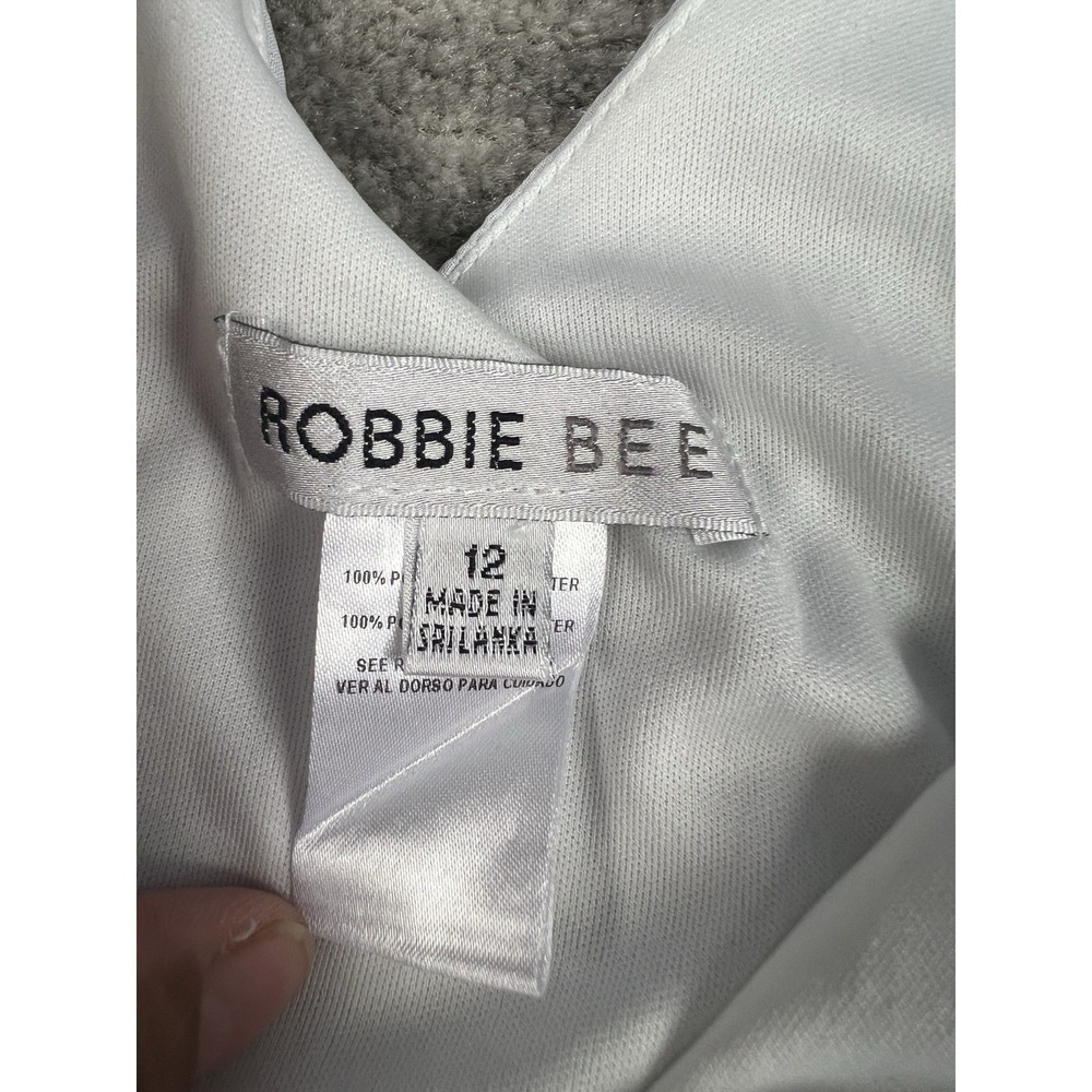 Robbie Bee White Midi Dress with Pink & Green Floral Print - Picture 10 of 12